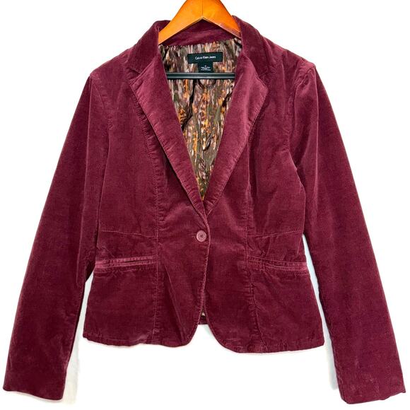 Calvin Klein Jackets & Blazers - Calvin Klein Medium Burgundy Red Corduroy Blazer‎ Pockets Retro Preppy Work Glam